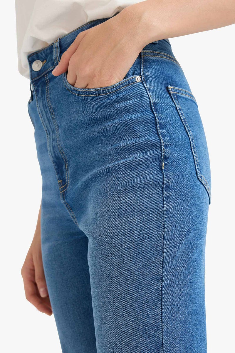 DeFacto Blue Woman Slim Flare Fit High Waist Long Jeans Casual - Image 5